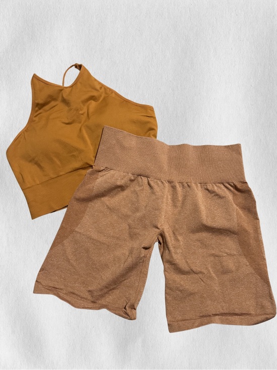 NVGTN Pants - NVGTN Orange Crop Top and  High-Waist Bike Shorts Set